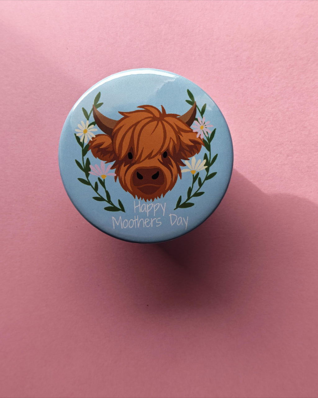 Highland Cow Mother's Day Magnet – Floral Scottish Cow Keepsake Gift