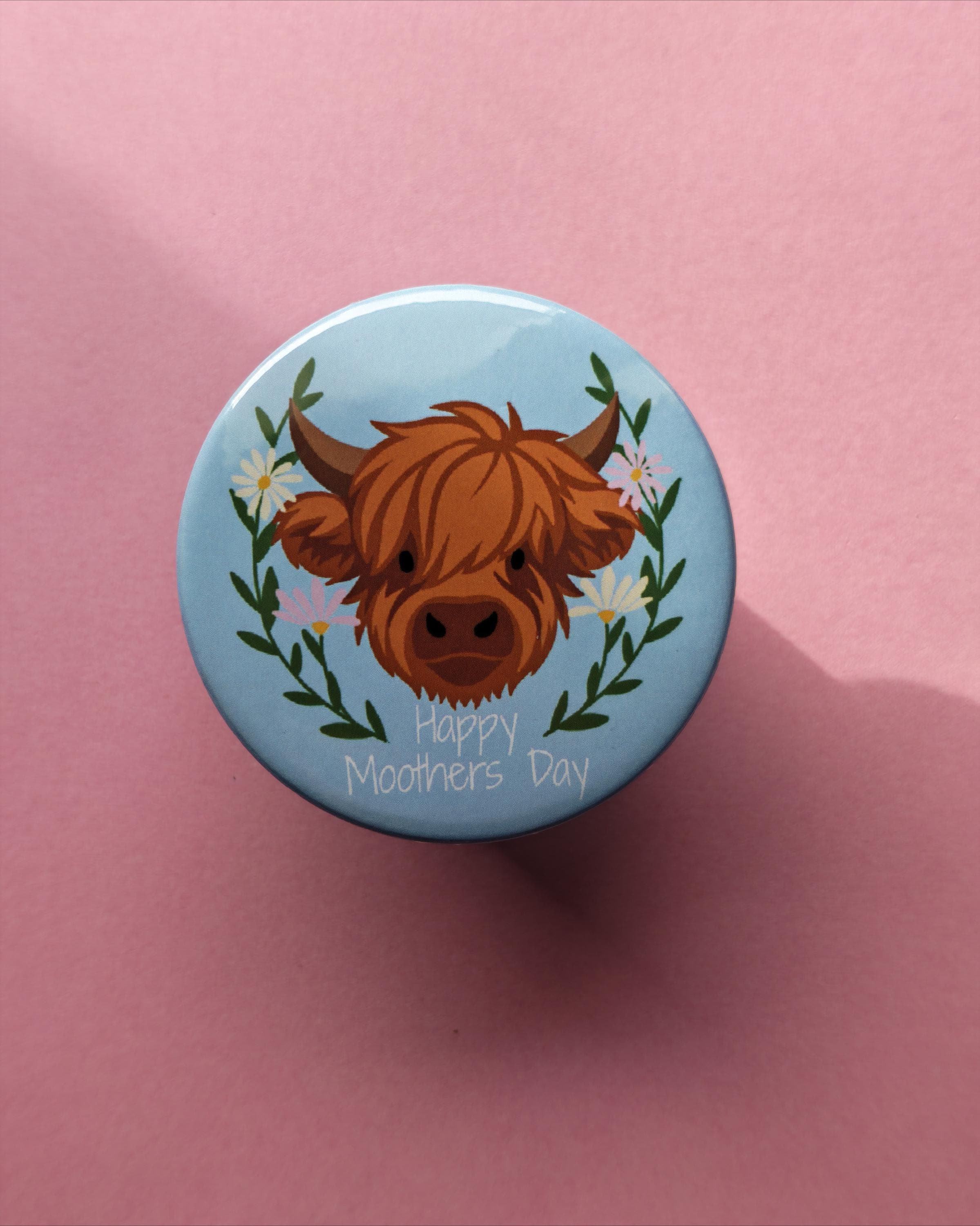 Highland Cow Mother's Day Magnet – Floral Scottish Cow Keepsake Gift